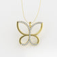 14K Pendant with 37 Diamonds VS1, STT: Prong, Only Pendant, Butterfly Style