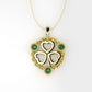 14K Pendant with 3 Emeralds, STT: Bezel, Only Pendant, Heart Style, Filigree, Rope