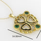 14K Pendant with 3 Emeralds, STT: Bezel, Only Pendant, Heart Style, Filigree, Rope