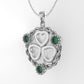 14K Pendant with 3 Emeralds, STT: Bezel, Only Pendant, Heart Style, Filigree, Rope