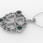 14K Pendant with 3 Emeralds, STT: Bezel, Only Pendant, Heart Style, Filigree, Rope