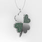 14K Gold Pendant with 90 Emeralds, STT: Prongs, Only Pendant, Heart Style, Clover