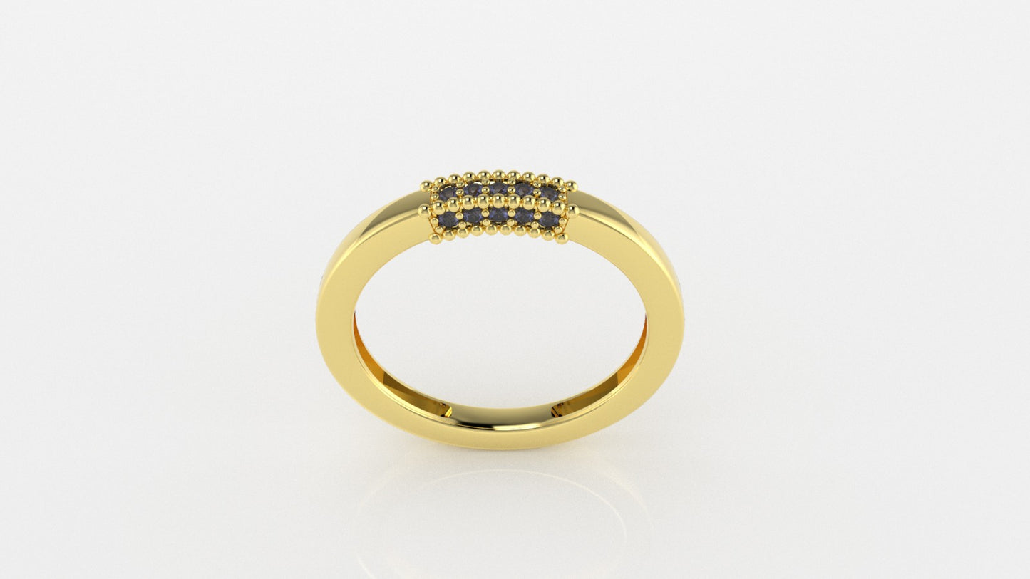 14K Gold Ring with 15 TANZANITE, STT: Prong, Filigree