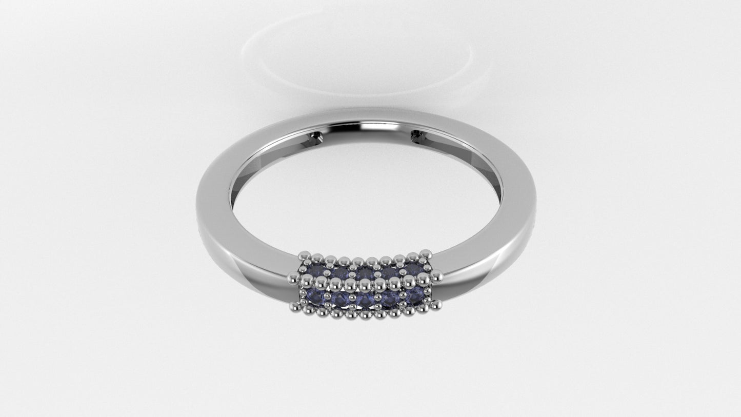 14K Gold Ring with 15 TANZANITE, STT: Prong, Filigree