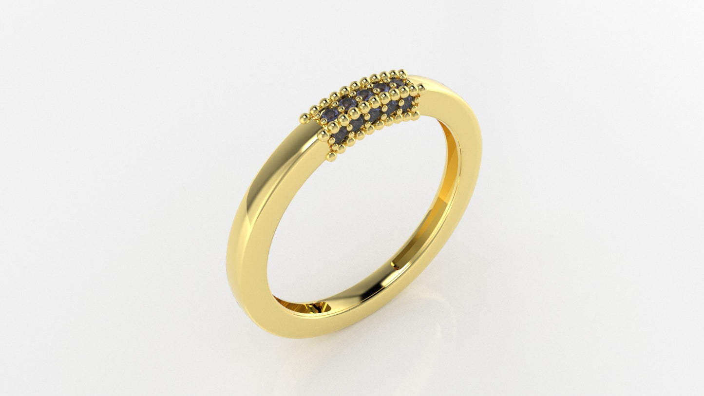 14K Gold Ring with 15 TANZANITE, STT: Prong, Filigree