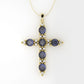 14K Gold Pendant with 20 Stones, STT: Prong, Only Pendant, Cross Style