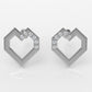 14K Gold Earrings with 12 Diamonds, "STT: Prong", Push Back, Heart Style