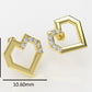 14K Gold Earrings with 12 Diamonds, "STT: Prong", Push Back, Heart Style