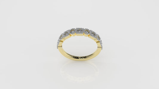 14K Gold Ring with 11 DIAMONDS VS1, STT: Prong and Bezel, FILIGREE