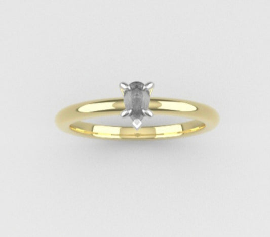 14K Band ring with Diamond VS1, style Pear, STT PRONG