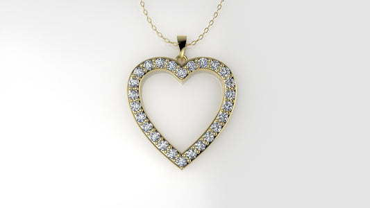 14K Pendant with 26 Diamonds 1.5mm each, "STT: Prong" Heart Style