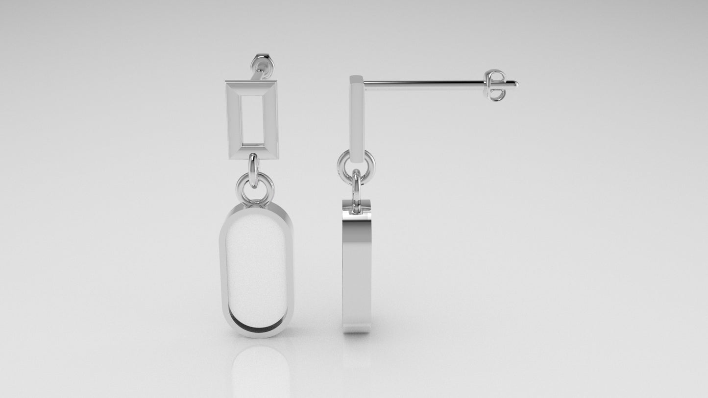 Yellow Gold Earrings with 2 MOTHER STONE, "Stt: Bezel"