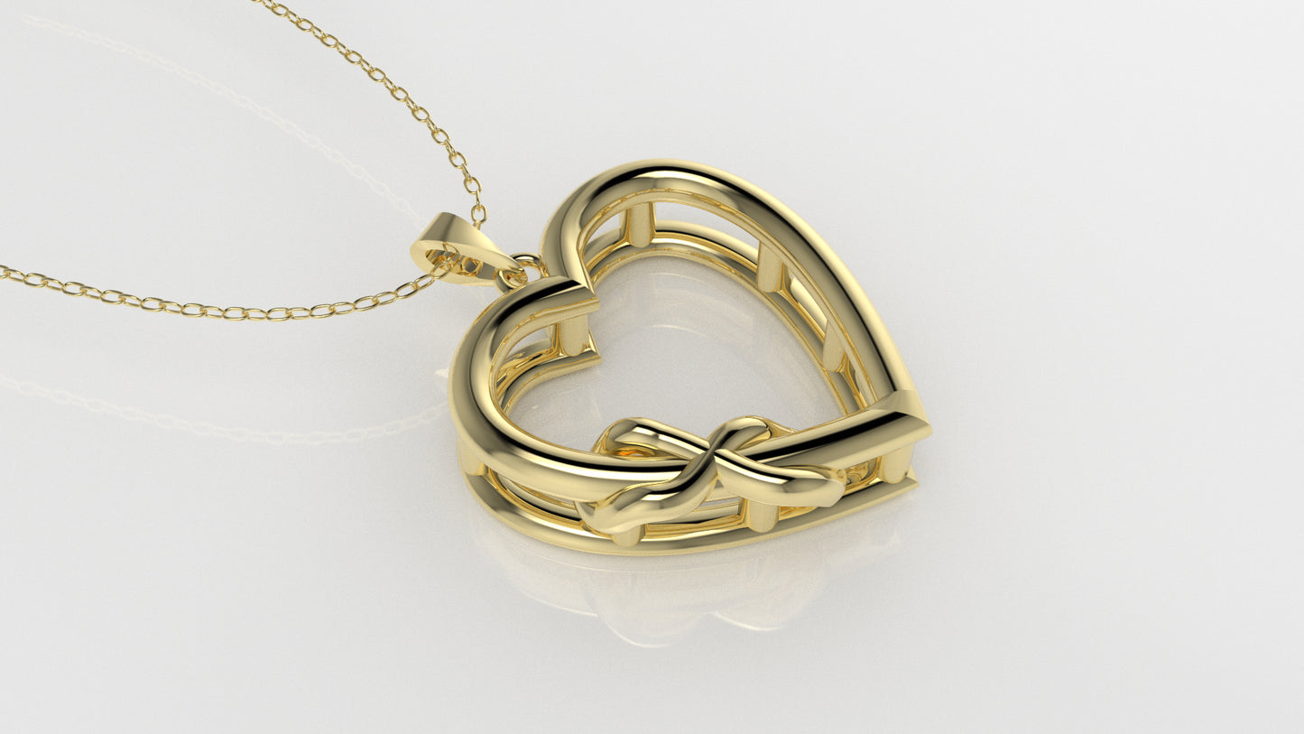 14K Gold Pendant, style Heart and Infinity