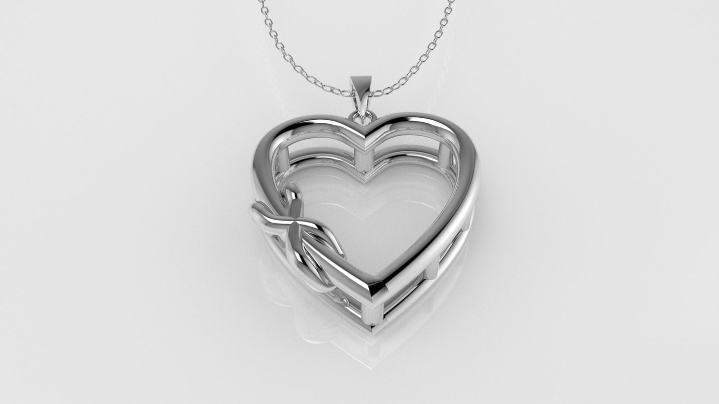 14K Gold Pendant, style Heart and Infinity