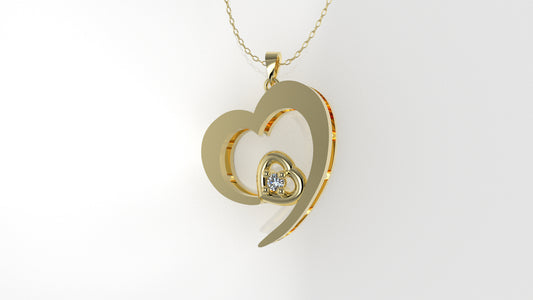 14K Pendant with 1 Diamond, "STT: Prong" heart style