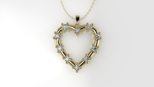 14K Pendant with 10 Diamonds, "STT: Prong" Heart Style