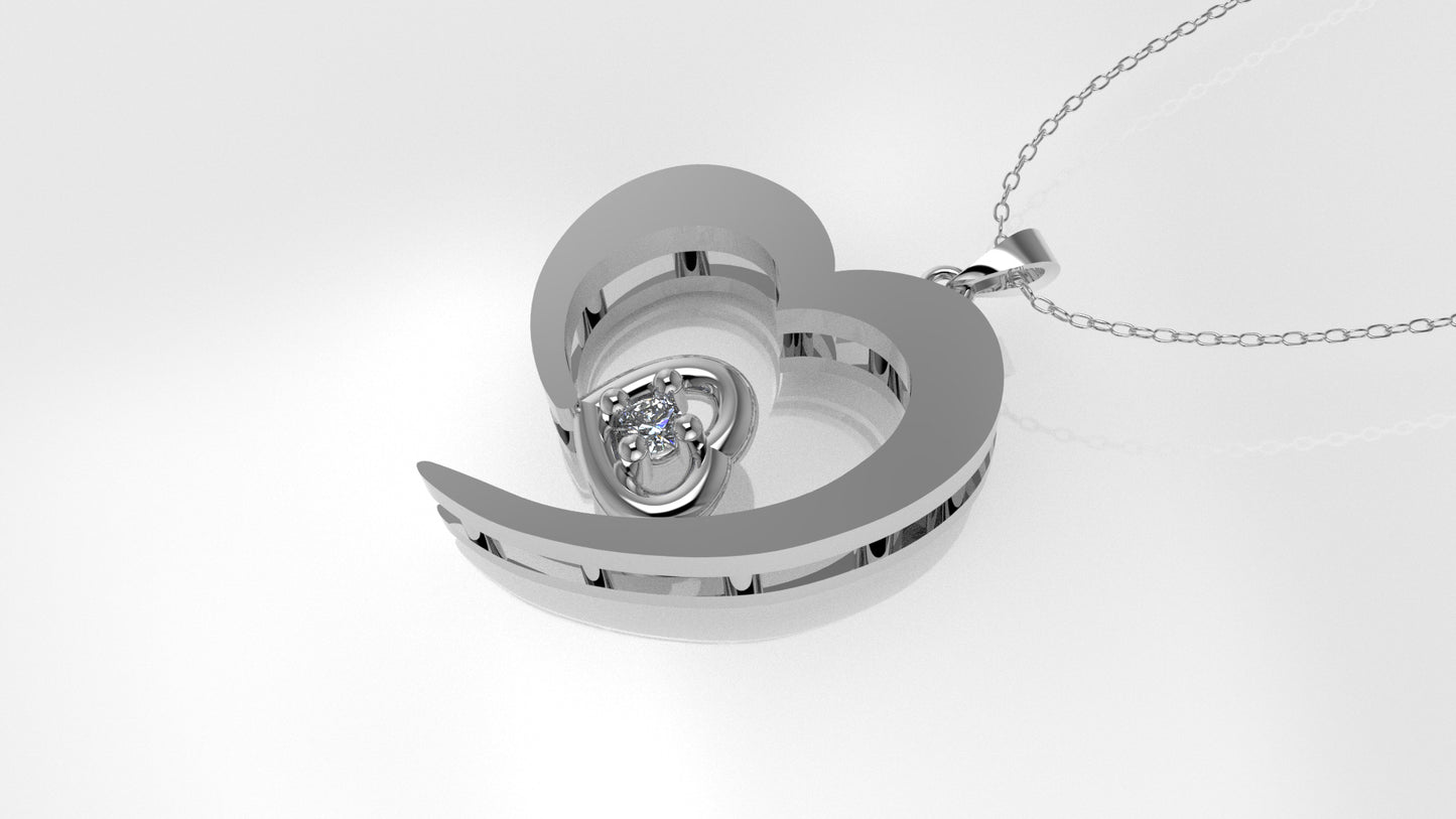 14K Pendant with 1 Diamond, "STT: Prong" heart style