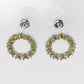 Yellow Gold Earrings with 22 YELLOW TOPAZ, "4 Prongs" "circle"