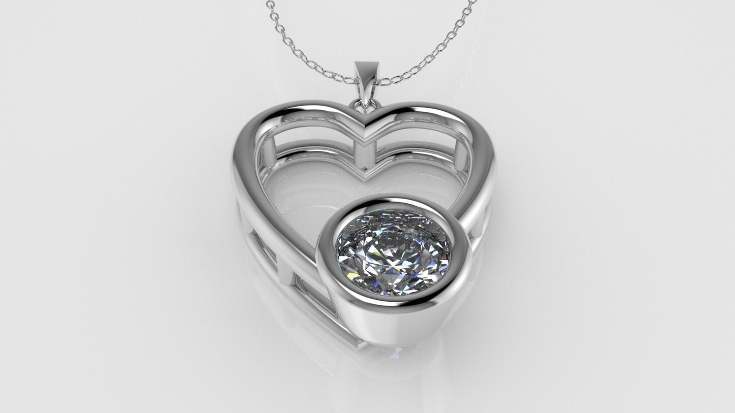 14K Gold Pendant with 1 Diamond, "STT: Bezel" heart style