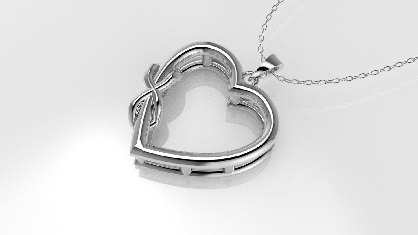 14K Gold Pendant, style Heart and Infinity