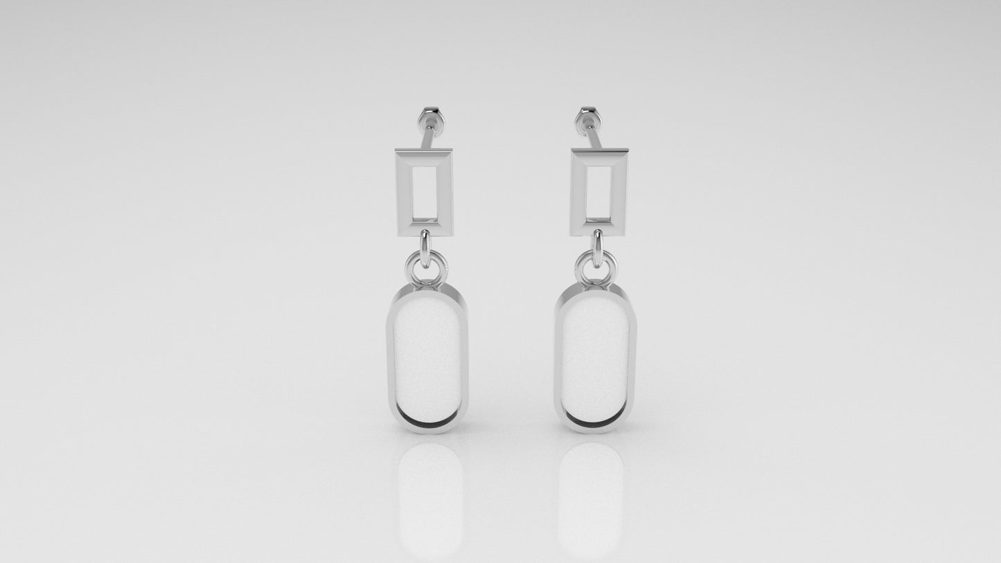 Yellow Gold Earrings with 2 MOTHER STONE, "Stt: Bezel"