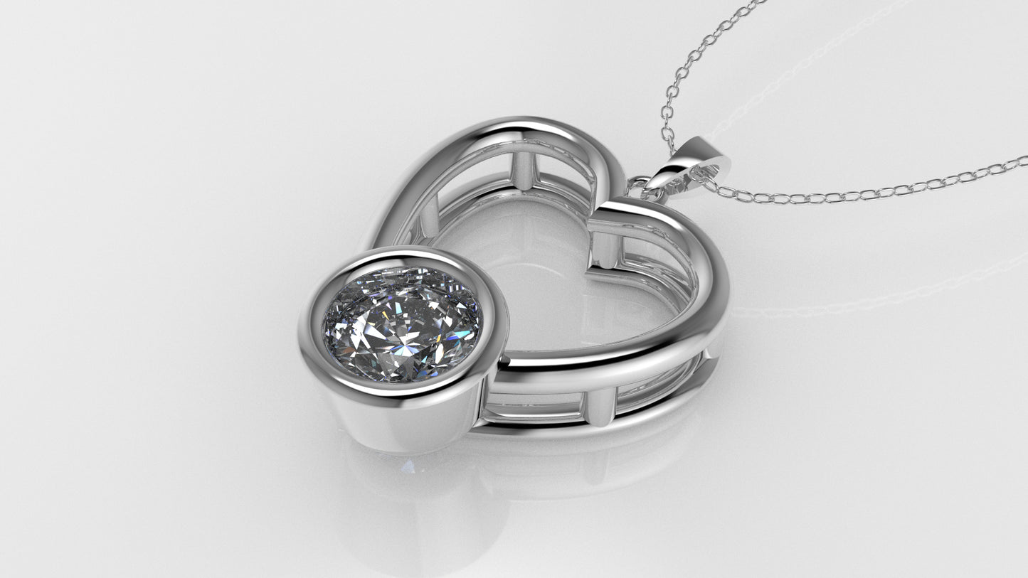 14K Gold Pendant with 1 Diamond, "STT: Bezel" heart style