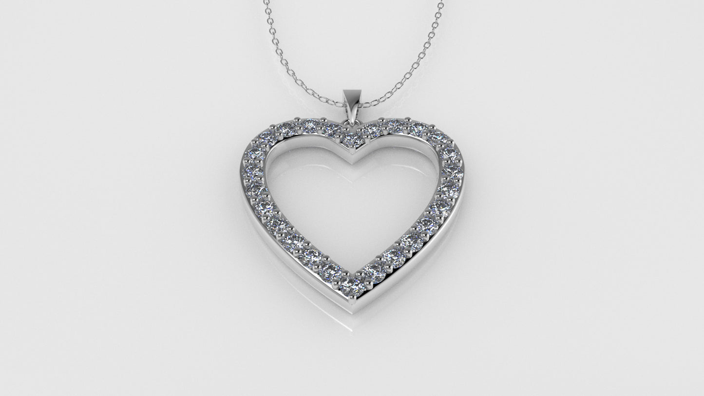 14K Pendant with 26 Diamonds 1.5mm each, "STT: Prong" Heart Style