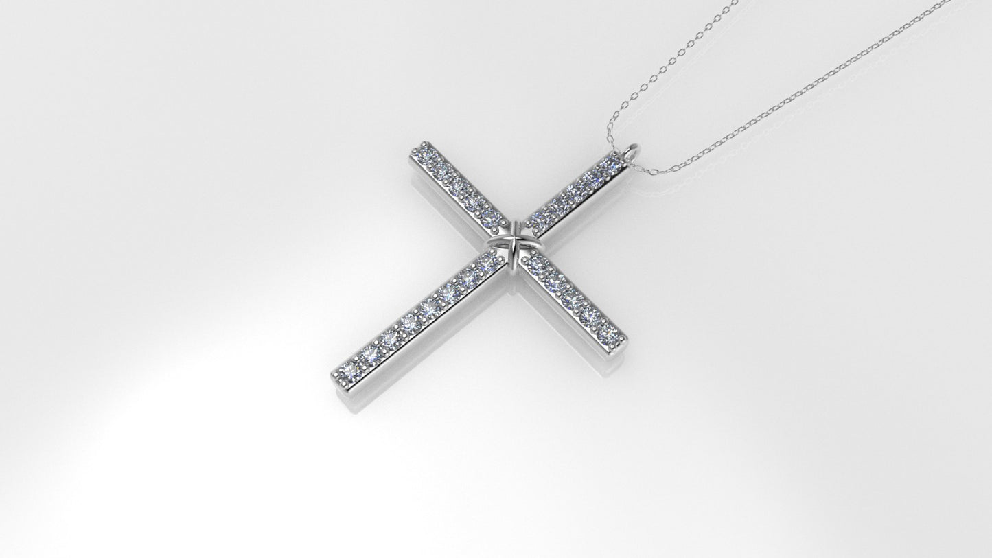 Yellow Gold Pendant with 23 MOISSANITE 1.2mm VS1 each, Cross, Only Pendant