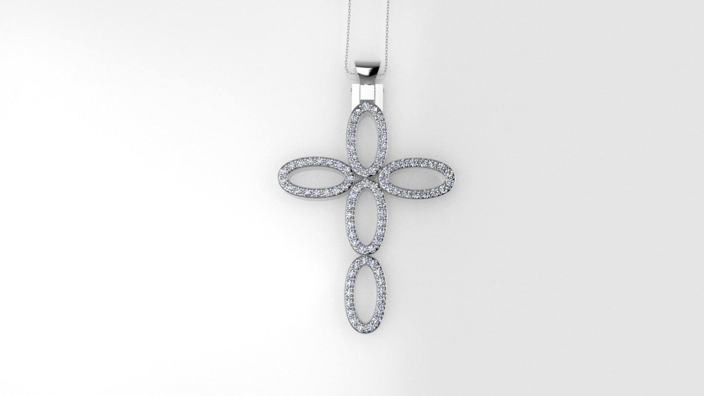 14K Pendant with 85 Diamond VS1, Cross, Only Pendant, "Prongs"