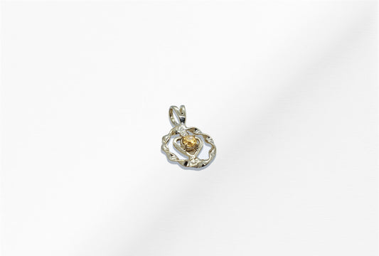 14K Yellow Topaz Stone Heart Shaped Pendant with Slim Twist