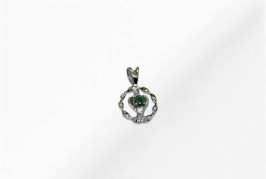 14K Emerald Stone Heart Shaped Pendant with Slim Twist