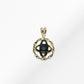 14K Gold Emerald Stone Oval Cross with Slim Twist Pendant