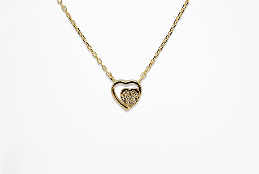 14k Heart Pendant Necklace with Diamonds