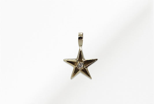 14K Gold Star Pendant with Diamond