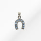 14K Horseshoe Luck Pendant with Aquamarine Stones