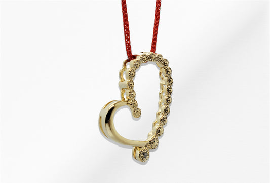 14K 1.5mm Diamond Gold Heart Pendant