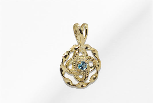 14K  Slim Twist Aquamarine Stone Pendant