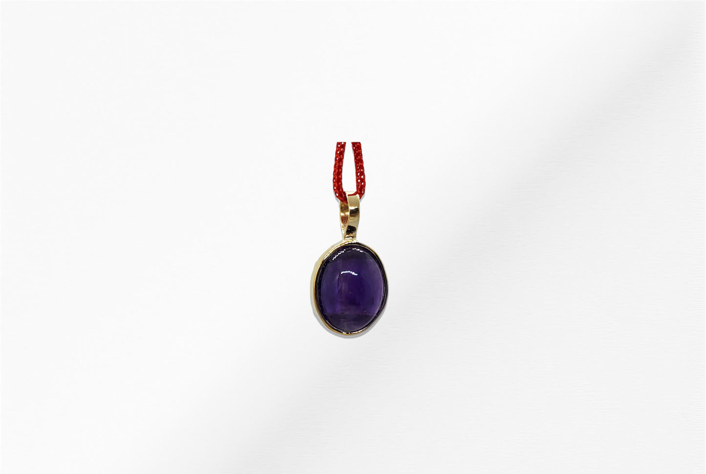 14K Amethyst Cabochon Stone Pendant