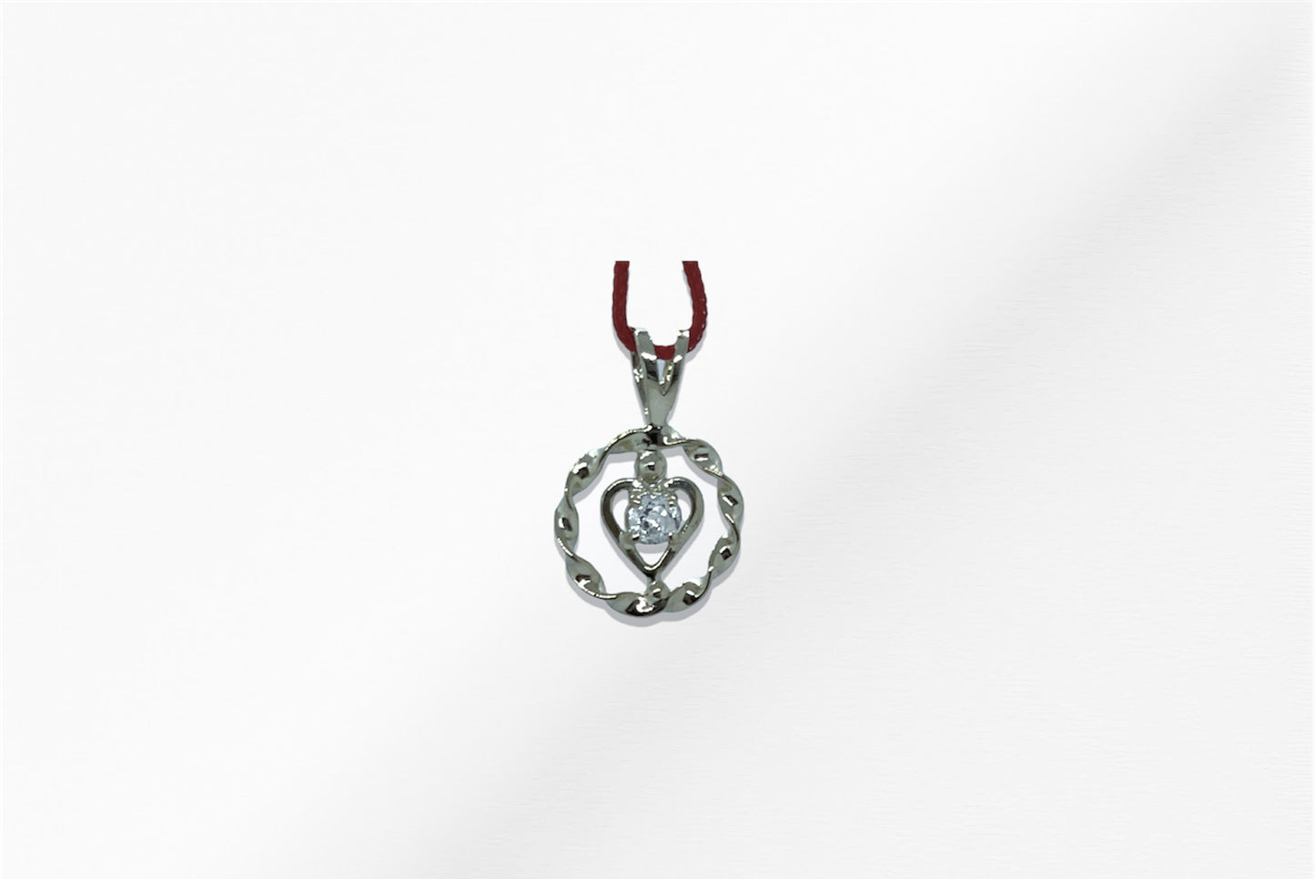 14K Diamond Heart Shaped Pendant with Slim Twist