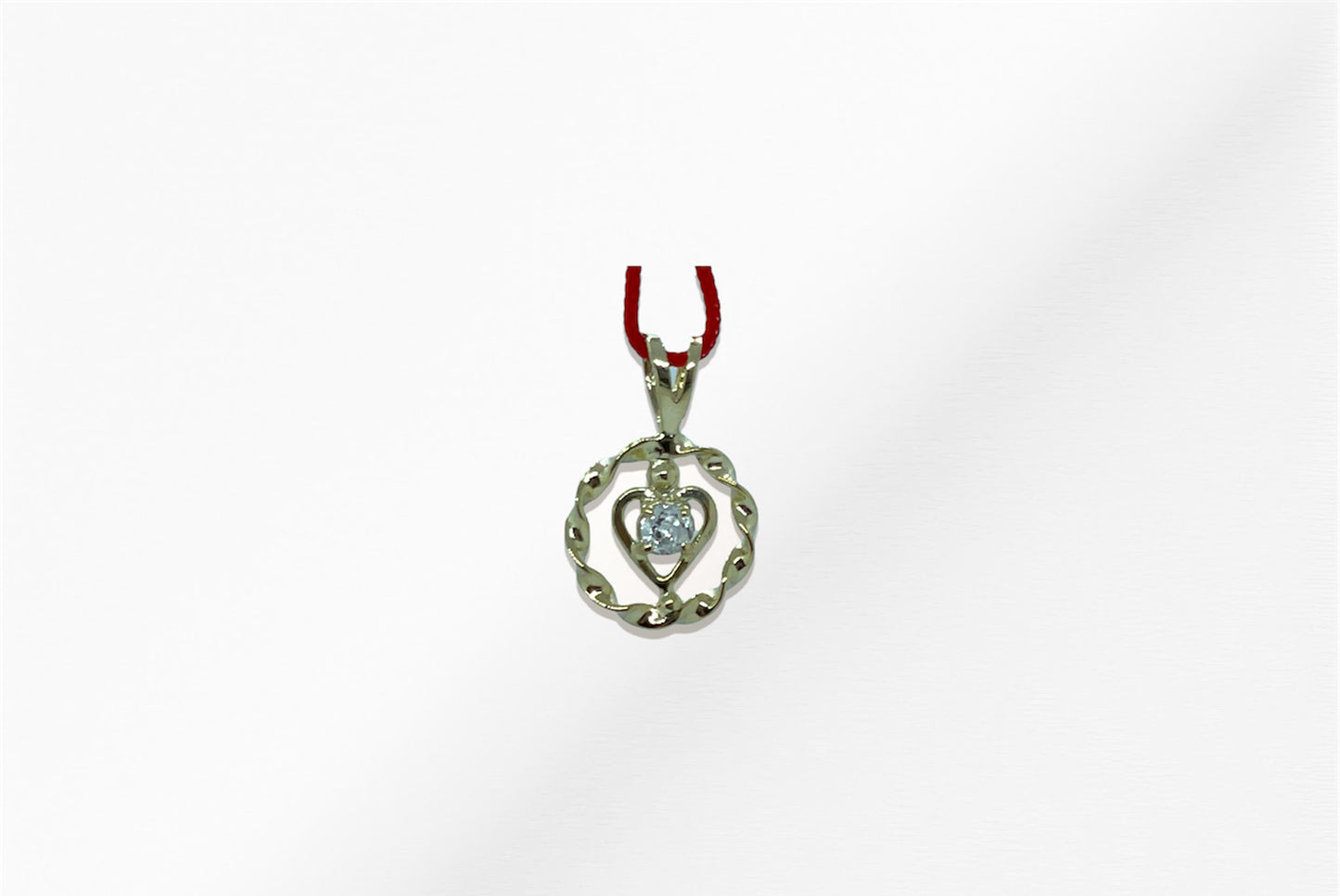 14K Diamond Heart Shaped Pendant with Slim Twist