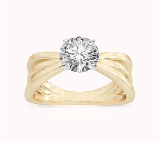 14k gold Solitaire ring with "Moissanite" 0.20 Ct comfortable and elegant