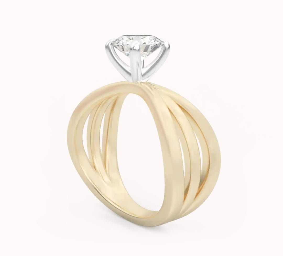 14k gold Solitaire ring with "Moissanite" 0.20 Ct comfortable and elegant