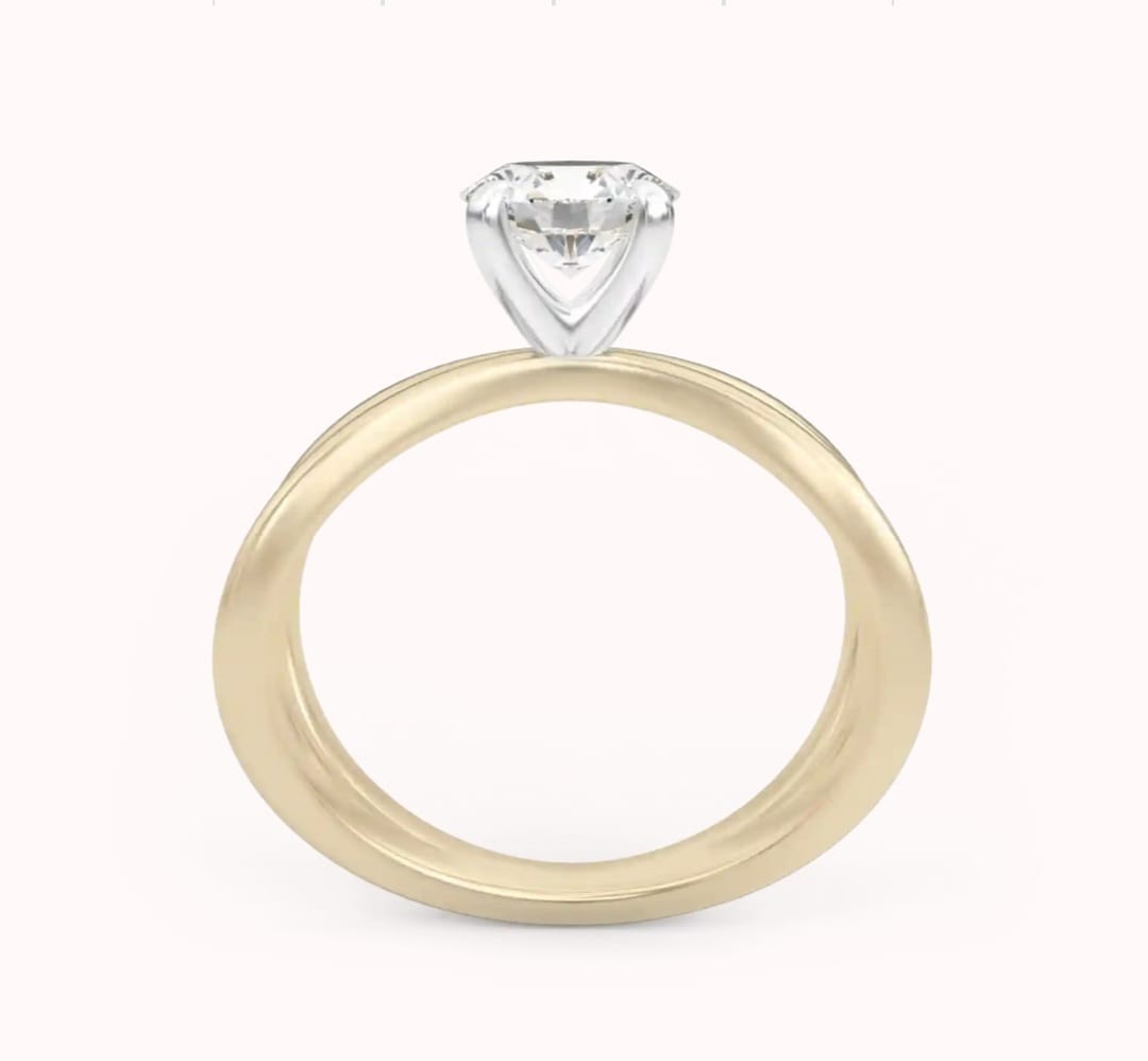 14k gold Solitaire ring with "Moissanite" 0.20 Ct comfortable and elegant