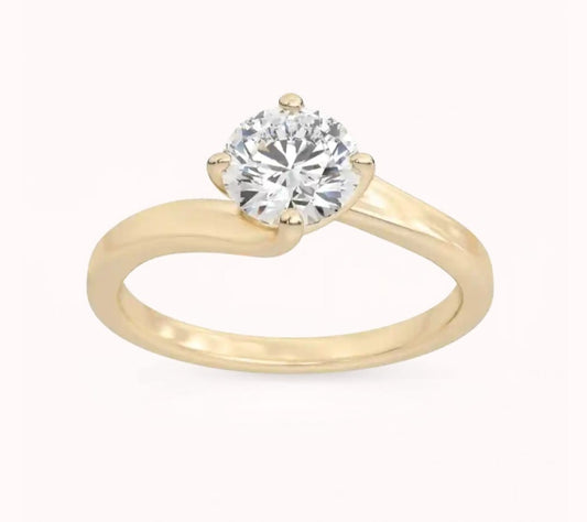 14k gold Solitaire ring with "Moissanite" 0.20 Ct, comfortable and elegant