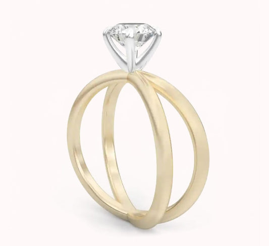 14k gold Solitaire ring with "Moissanite" 0.20 Ct, comfortable and elegant