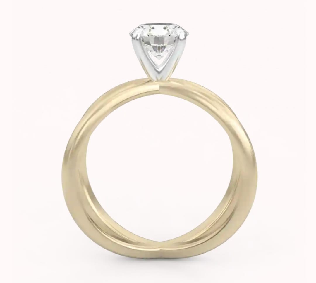 14k gold Solitaire ring with "Moissanite" 0.20 Ct, comfortable and elegant