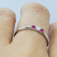 14k white gold ring, with 1 Diamond and 2 Ruby stones, very comfortable and elegant