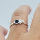14k white gold ring, it has 3 Diamonds and 1 Natural Sapphire, for daily use and comfortable