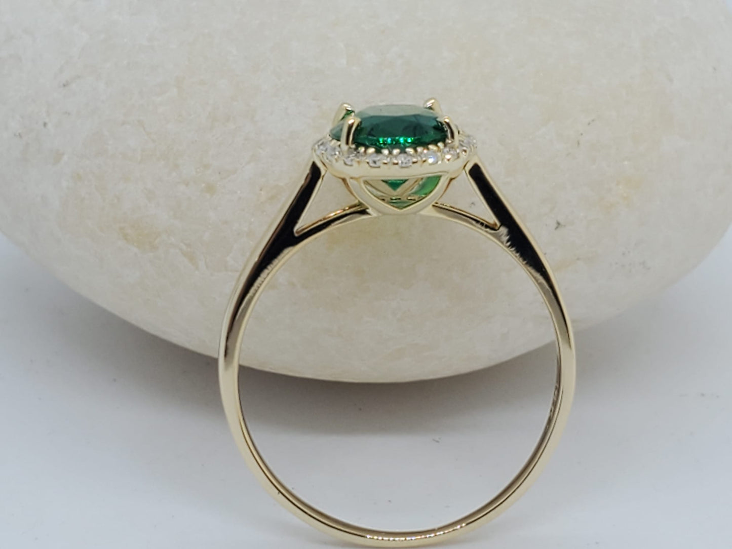 14K Yellow Gold Ring with Green Stone, it is solitaire ring, it is comfortable and elegant