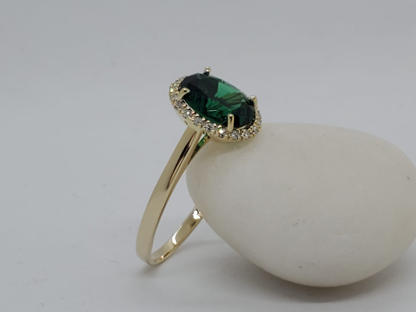 14K Yellow Gold Ring with Green Stone, it is solitaire ring, it is comfortable and elegant